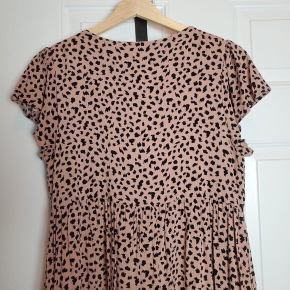 Savanna Jane Peasant Dress Women Small Pink Embroidered Leopard Print Bohemian - Picture 6 of 10